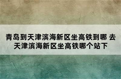 青岛到天津滨海新区坐高铁到哪 去天津滨海新区坐高铁哪个站下